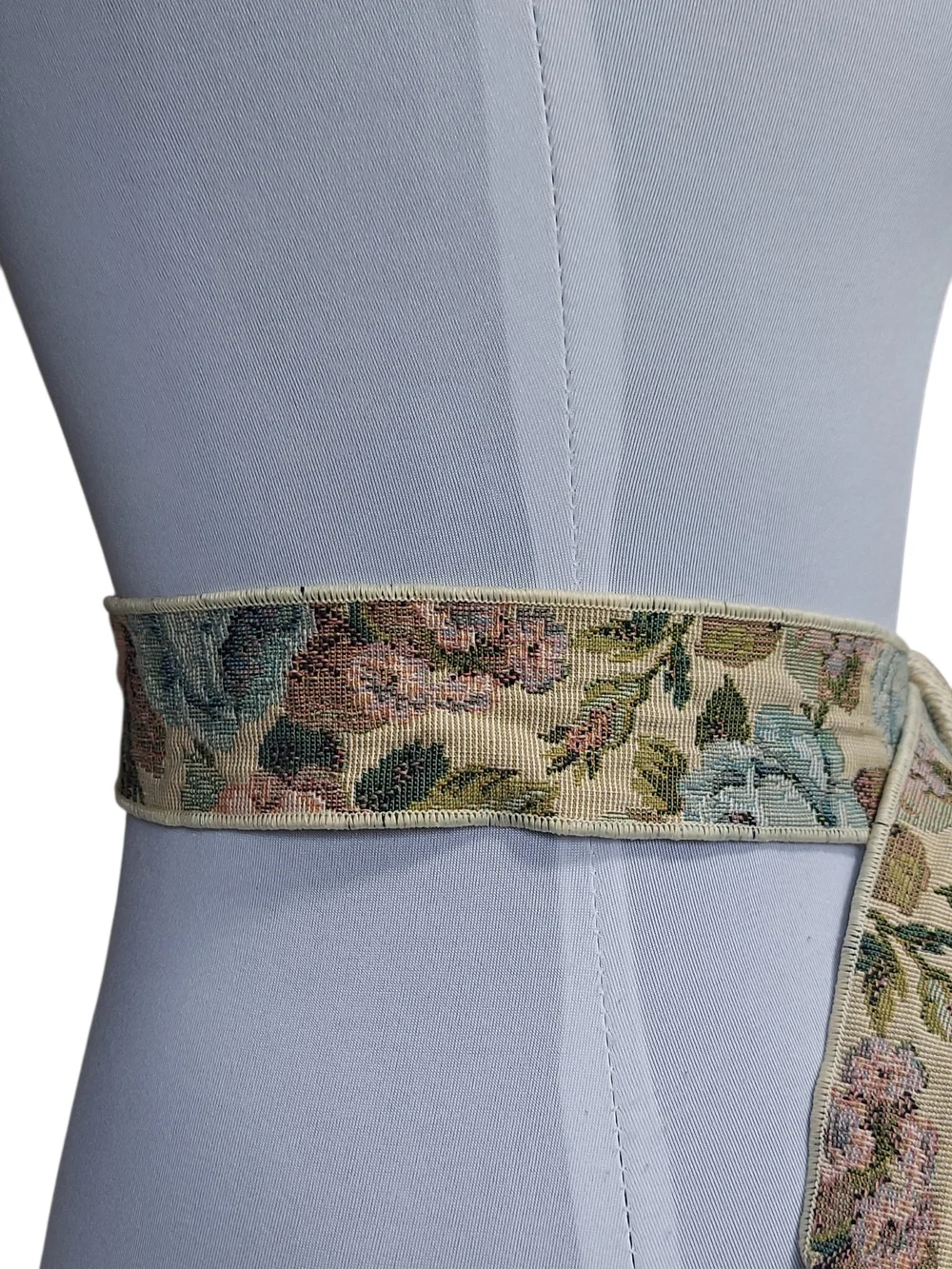 Vintage Floral Tapestry Belt Rope Buckle Woven Fabric Adjustable Boho Cottagecor